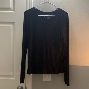 Aeropostale lace up long sleeve, size XL, black